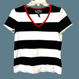 Lauren Ralph Lauren Black/White Striped Shirt Sz S